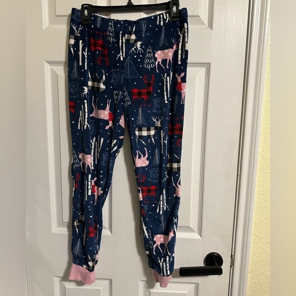 Other - Festive Blue Pajama Pants with Deer Print